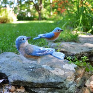 Bluebird family, needle felted bird sculpture image 5
