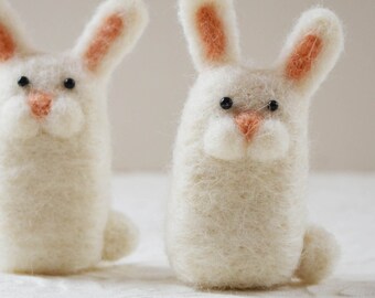 Bunnykitts, Needle Felted Bunny Rabbit Wool Fiber Sculpture