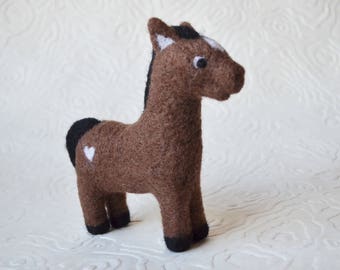 2 available to ship, Horse, needle felted barnyard animal fiber art sculpture toys