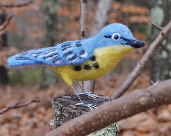 Mr. Kirtland's Warbler, needle felted bird