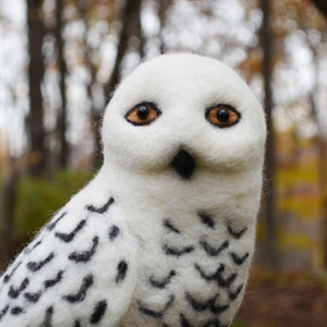 Mr. Snowy Owl, needle felted bird sculpture 12 inches image 2