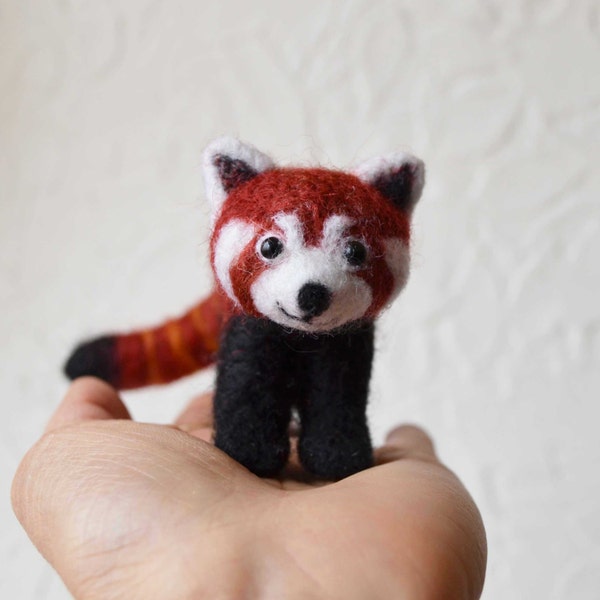 Percy the Red Panda, needle felted animal, wool art fiber sculpture