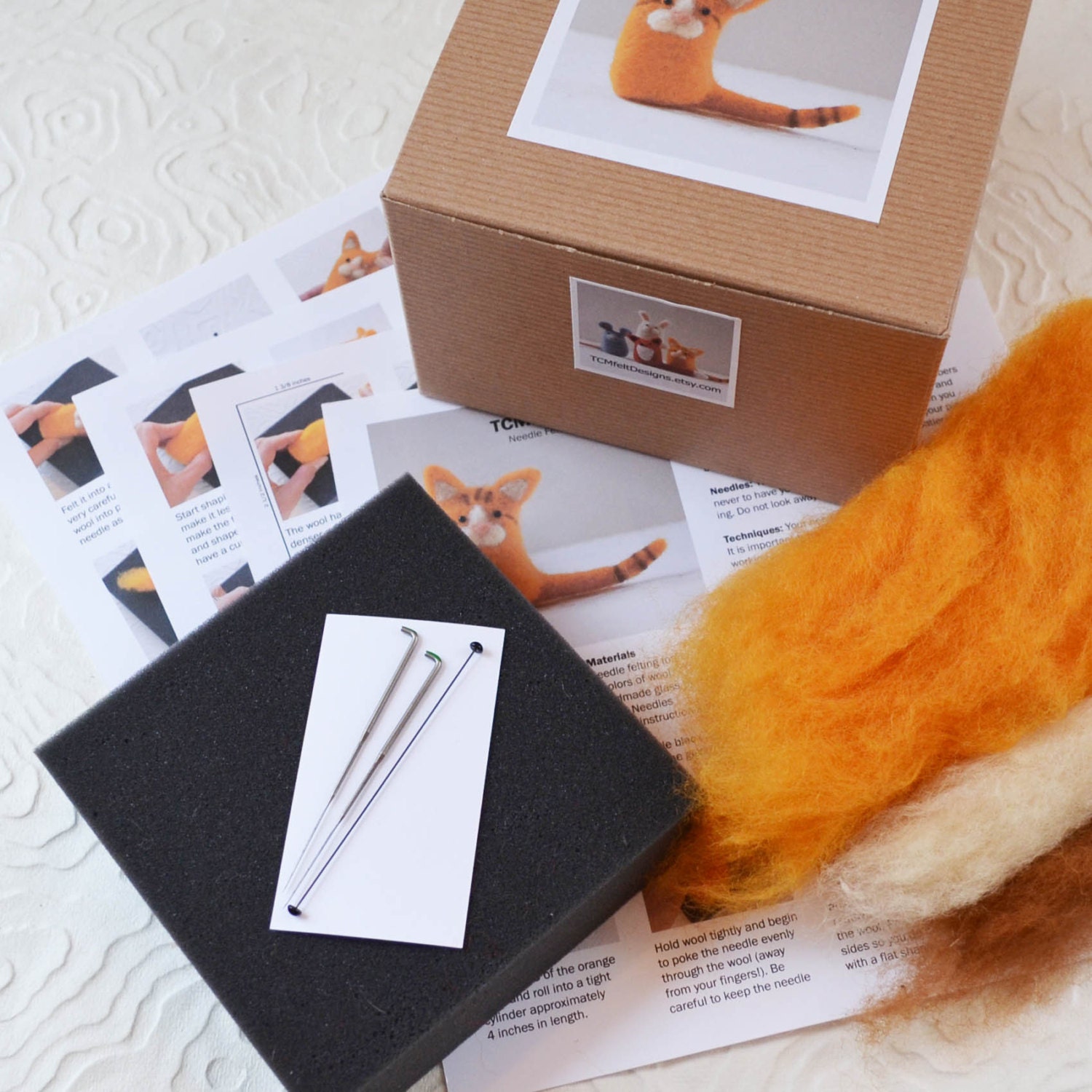 Needle Felting Kitty Kit Wool DIY Complete Fiber Kit for Etsy