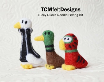Lucky Ducks Needle Felting Kit, DIY craft wool fiber animal advanced beginner to intermediate kit