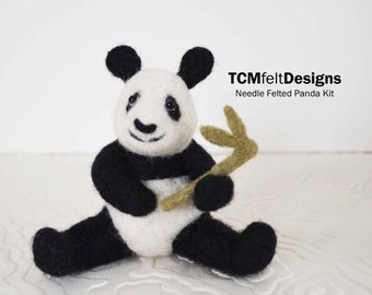 Panda Needle Felting Kit, Intermediate/advanced Level Fiber Art Kit