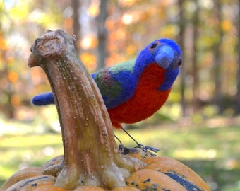 Mr. Painted Bunting, needle felted bird