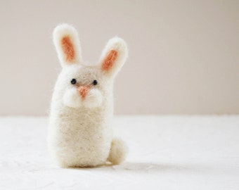 Bunnykitts, needle felted bunny rabbit wool fiber sculpture