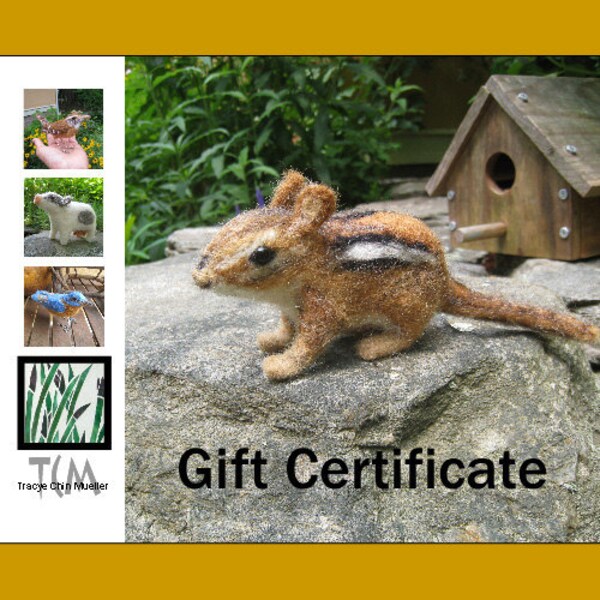 GIFT CERTIFICATE for TCM Designs needle felted birds and animals