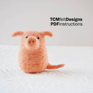 PDF Needle Felting Piggy, Instructions,  beginners animal wool fiber pig instructions