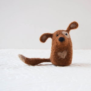 1 available to ship, Doggykitts, needle felted brown dog animal fiber art