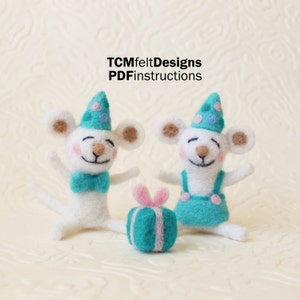 PDF Party Time Mice Needle Felting Instructions, Advanced Beginner/Intermediate Level Fiber Art image 1