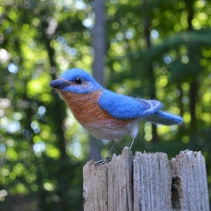 Bluebird family, needle felted bird sculpture image 7