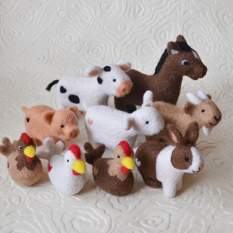 Cow Needle Felted Barnyard Animal Fiber Art Sculpture Toys Etsy