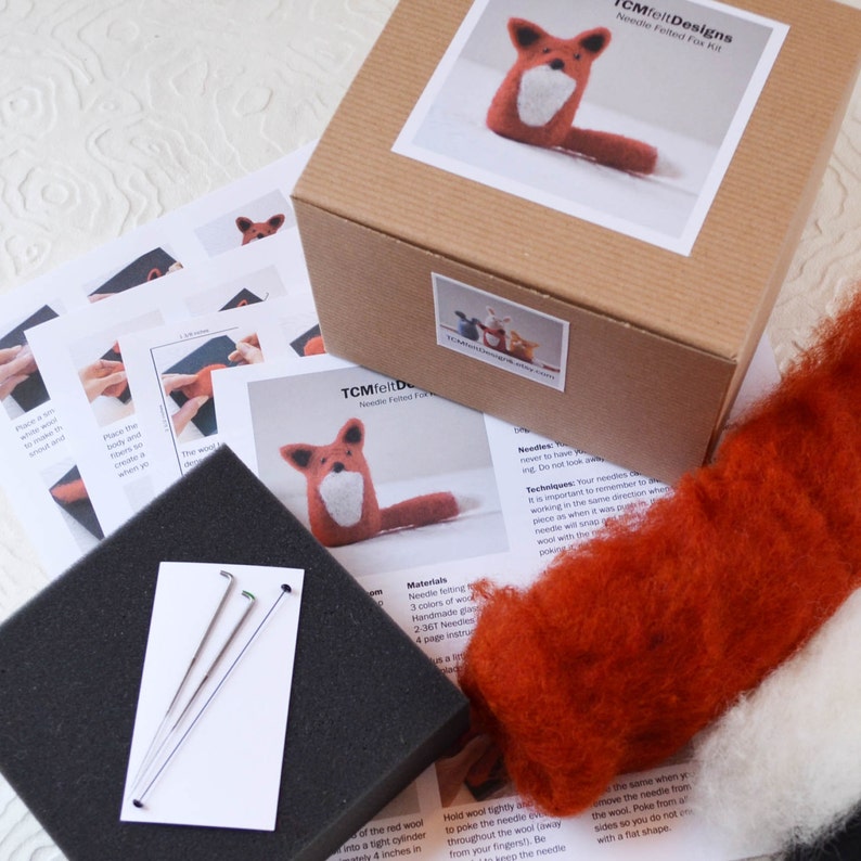3 kits de animales de fieltro con aguja, kits completos de arte de fibra de lana DIY para principiantes imagen 2