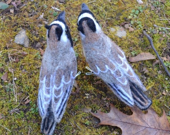 Mr. Horned Lark, Bird Art Sculpture Needle felted