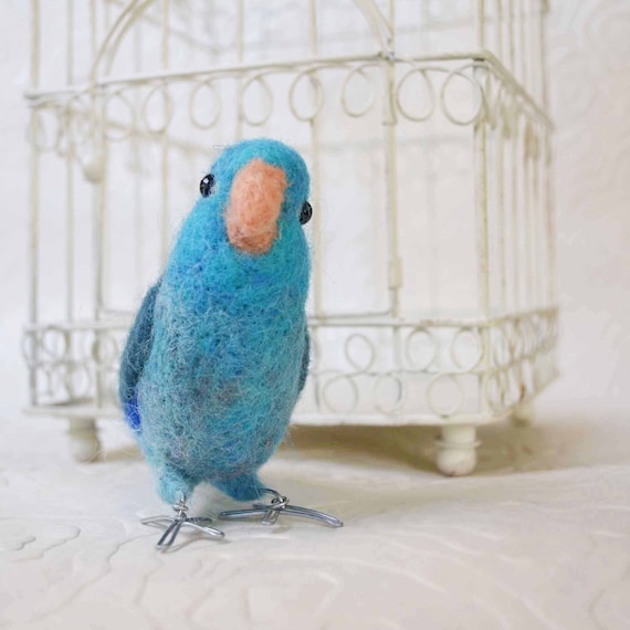 Mr. Blue Pacific Parrotlet needle felted bird wool fiber art | Etsy