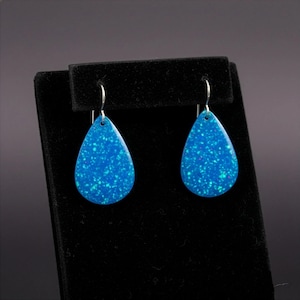 Blaue Opal Tropfen Ohrringe - Mittel: Native American Schmuck Geschenke mit irisierendem Schimmer