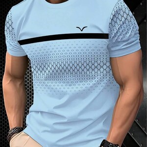 Herr-t-shirt med geometrisk rombmönster