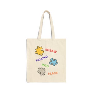 Jigsaw valt op zijn plaats Radiohead-draagtas - muziekliefhebber Carryall, puzzelontwerp canvas tas, cadeau voor indierockfans, milieuvriendelijke markt