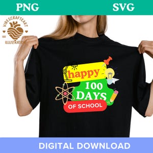 Happy 100 Days Of School Png svg, 100 Days Shirt, Kids 100 Days Brighter, 100 Days Of School Png, Bright Doodle, Teacher, Back To School