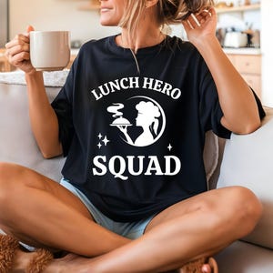 Lunch Hero Squad Funny, Cafeteria Workers, Digital PNG, 2 PNG black & white