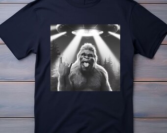 Funny Bigfoot UFO PNG: Rock On Sasquatch Graphic (Digital Download)