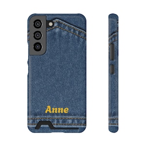 Anpassbare iPhone Handyhülle mit Kartenhalter - Denim Jeans Design Casual Chic Mode-Accessoire Perfektes Geburtstagsgeschenk