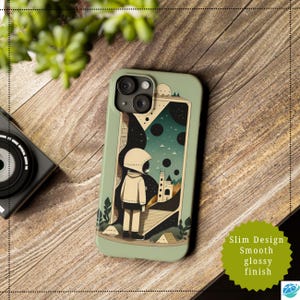 Funda para iPhone 16 con temática de aventuras de astronautas, funda para iPhone 15 para amantes del espacio, vibraciones cósmicas, regalo para amantes de la ciencia ficción, accesorio tecnológico, iPhone 14, iPhone 13