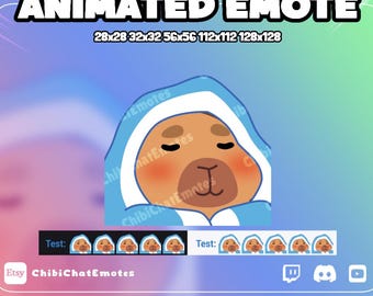 ANIMATED emote twitch & discord, Capybara Comfy, Chill Blanket, animal meme, GIF