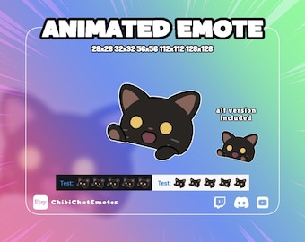 アニメーション付き黒猫ボンゴエモート、ボンゴ猫ミームダンス、Twitch Discordチャット絵文字、GIF