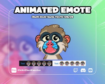 アニメーション マンドリル退出エモート、猿がさよならして歩いていくミーム、かわいい猿が出て行く、Twitch Discord チャット絵文字、GIF