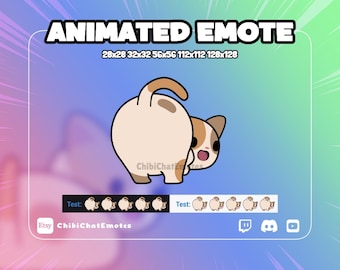 アニメーション猫のトゥワークエモート、三色キャリコの大きなお尻ダンス、Twitch Discord チャット絵文字、GIF