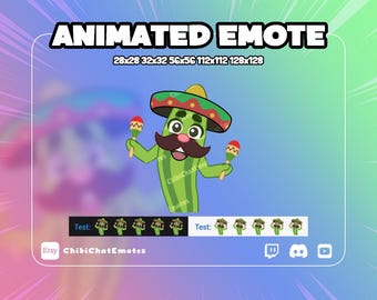 ANIMATED emote twitch & discord, Cactus Dance with Maracas, cinco de mayo fiesta dance,  Streamer assets, best for streaming