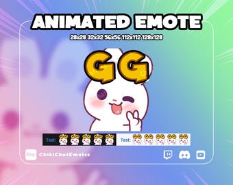 Animated Bunny GG Emote, Twitch Discord Chat Sticker (Digital Download)