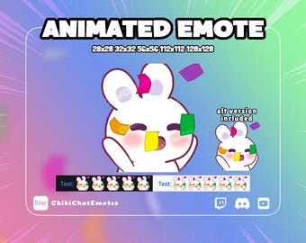 ANIMATED emote twitch & discord, Bunny Hype, rabbit hyper celebration, animal meme, Instant Download