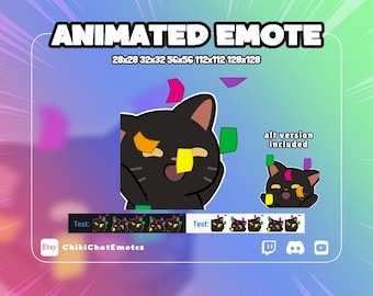 アニメーションの黒猫ハイプエモート、興奮した猫のジャンプ応援ミーム、Twitch Discordチャット絵文字、GIF