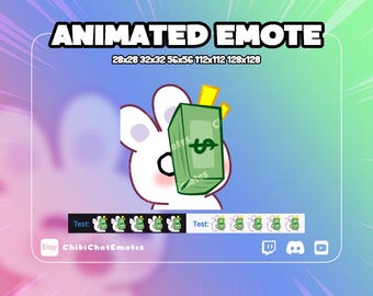 ANIMATED emote twitch & discord, Bunny Money Throw, Money Donation, animal streamer meme, Instant Download