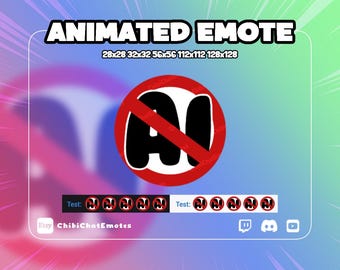 No AI Animated Emote, stamp anti ai slop, Twitch Discord Emotes (Instant Download), GIF