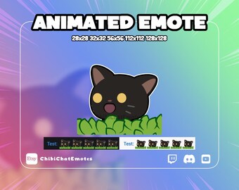 アニメーション黒猫の覗き見エモート、猫の挨拶頭ポップミーム、Twitch Discordチャット絵文字、GIF
