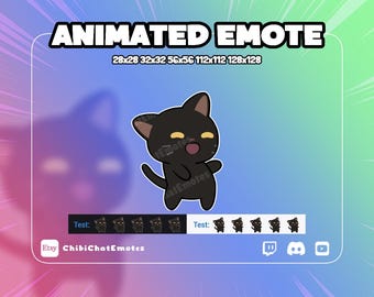 アニメーション黒猫ダンスエモート、猫グルーヴパーティミーム、ハッピーダンシングバイブ、Twitch Discordチャット絵文字、GIF