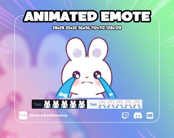 ANIMATED emote twitch & discord, Bunny Crying, Sad Rabbit, animal streamer meme, GIF