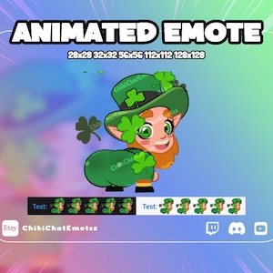 St. Patricks's Day Twerking Animated Emote, Twitch Alert,  Clover leaf shower version, Twitch & Discord GIF (Instant Download)