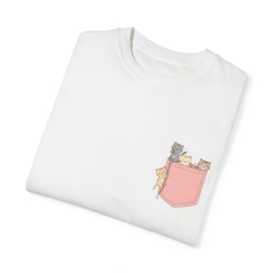 Pastel Kitty Graphic T-Shirt - Pocket Full of Kittens Tee for Cat Lovers, Cute Unisex Garment-Dyed Shirt, Cat Graphic Tee, Gift for Cat