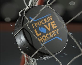Puck Coaster - I Puckin' Love Hockey, Sports Gift, Hockey Lover Decor, Ice Hockey Fan Merchandise, Unique Hockey Gift