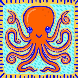 Colorful Octopus Print | Rabbit Poster | Colorful Animals | Digital Art | Animal Art | Room Decor | Wall Decor | Octopus Art | Octopus