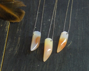 Blood on The Snow Necklaces. White Agate talons with spots of orange - Wholesale lot of 3 necklaces.  #FestiveEtsyFinds
