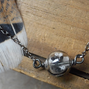 VESPERTINE. Smoky Brown Hollow Mini Blown Glass filled with Black & white glass seed beads BOHO Handmade necklace  #FestiveEtsyFinds