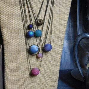 Celestial. Solar System Planets Inspired Necklaces. Agate druzy spheres representing different plantets. Space lover, Astronomer, Heavens