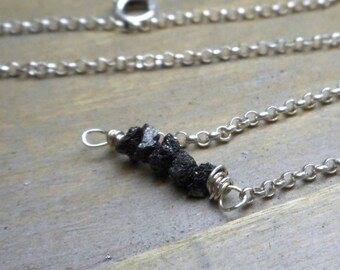 Nightfall. Black Rough Diamonds and Sterling Silver Necklace and Bracelet Conversion Jewelry  #FestiveEtsyFinds