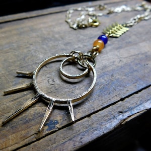 The Solar Flare necklace. Sun, Chevron, Amethyst & Carnelian Boho Y Necklace. Gold plated. Golden sun . solar  #FestiveEtsyFinds